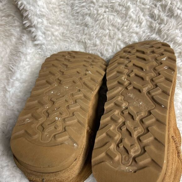 BearPaw Leather suede Tan short Boots with sheepskin and wool lining blend SZ8 - Picture 8 of 12